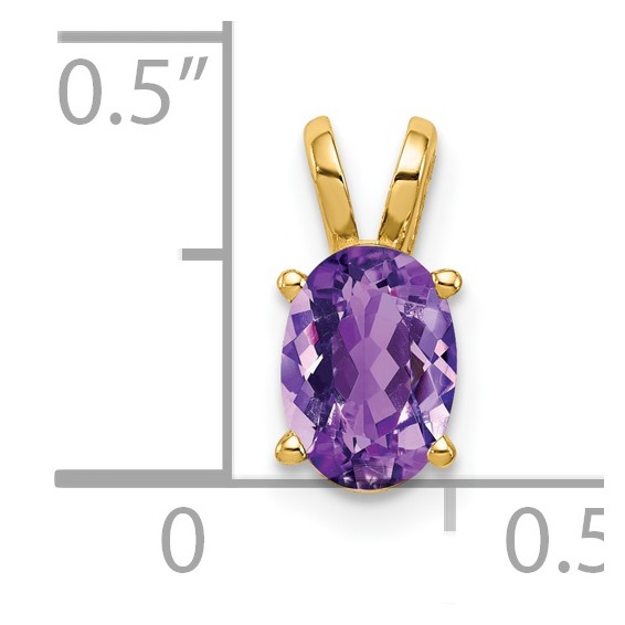 14k 7x5mm Oval Amethyst Checker pendant