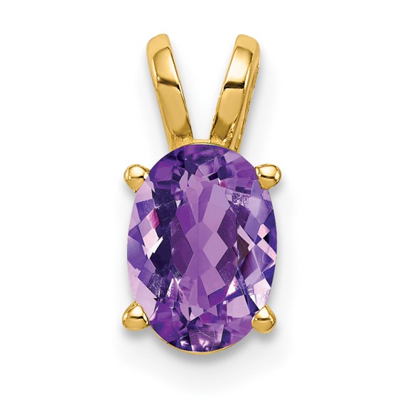 14k 7x5mm Oval Amethyst Checker pendant