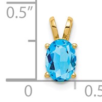 14K 7x5mm Oval Blue Topaz Pendant view 3