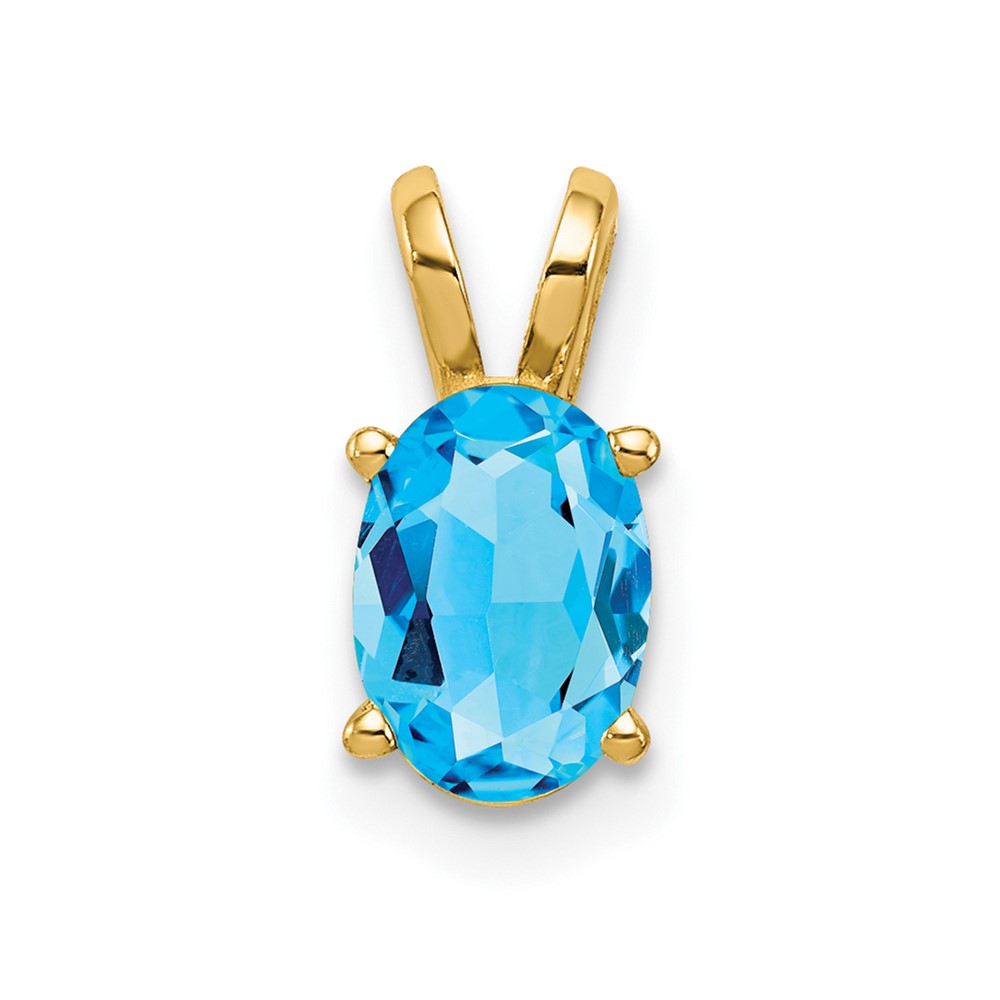 14K 7x5mm Oval Blue Topaz Pendant