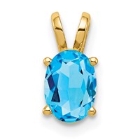 14K 7x5mm Oval Blue Topaz Pendant view 1