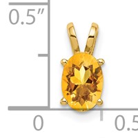 14K Yellow Gold 7x5mm Oval Citrine Pendant view 4