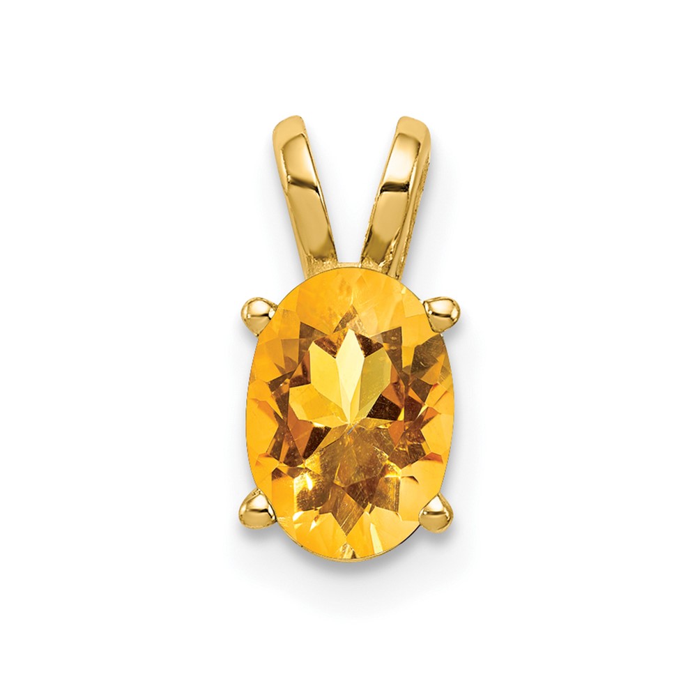 14K Yellow Gold 7x5mm Oval Citrine Pendant