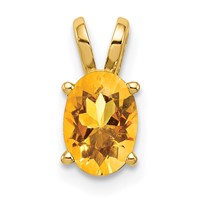 14K Yellow Gold 7x5mm Oval Citrine Pendant view 1