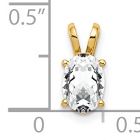 14K Yellow Gold 7x 5mm Oval Cubic Zirconia Pendant view 3