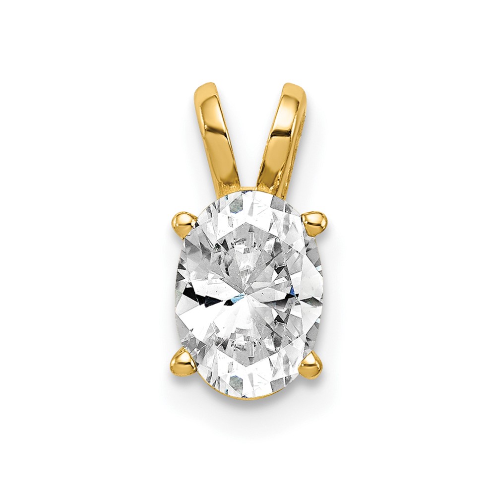 14K Yellow Gold 7x 5mm Oval Cubic Zirconia Pendant