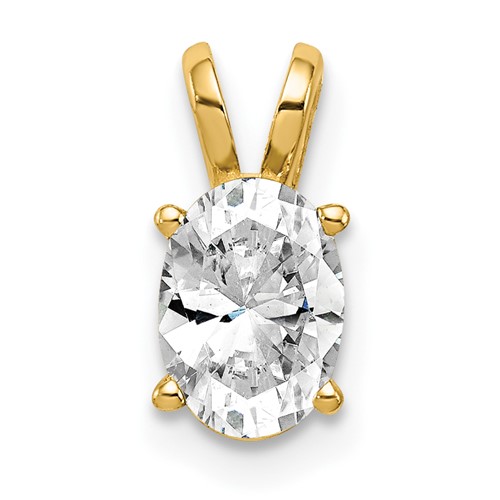 14K Yellow Gold 7x 5mm Oval Cubic Zirconia Pendant