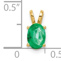 14K Yellow Gold 7x5mm Oval Emerald Pendant view 2