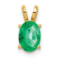14K Yellow Gold 7x5mm Oval Emerald Pendant view 1