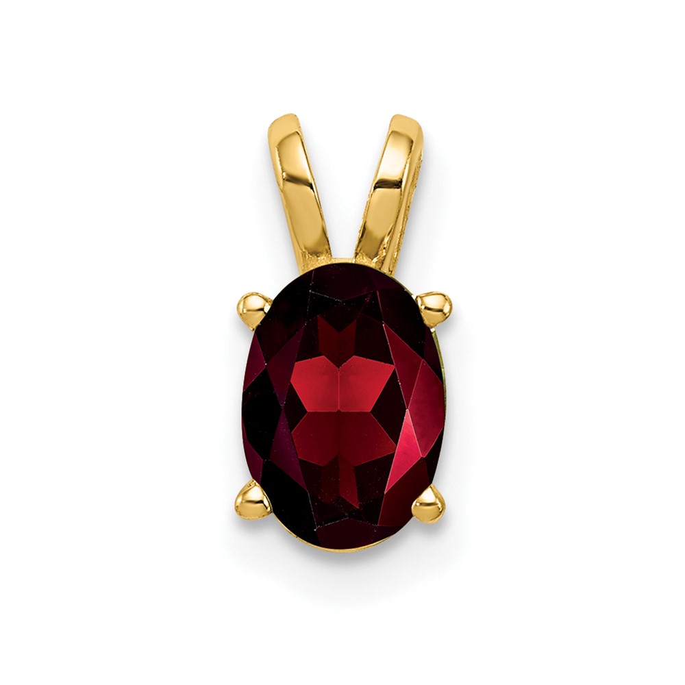 14K Yellow Gold 7x 5mm Oval Garnet Pendant