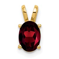 14K Yellow Gold 7x 5mm Oval Garnet Pendant view 1