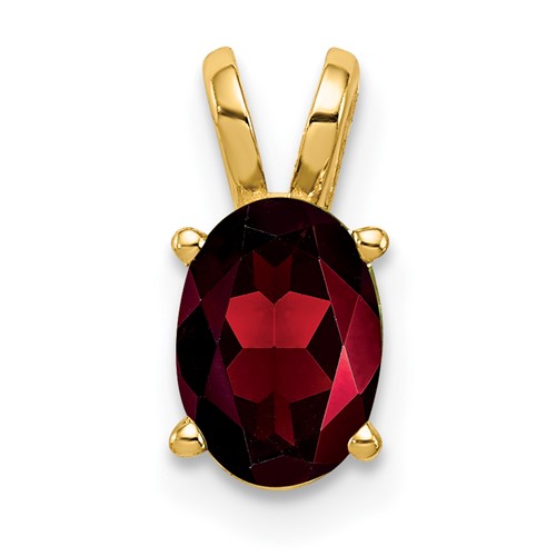 14K Yellow Gold 7x 5mm Oval Garnet Pendant
