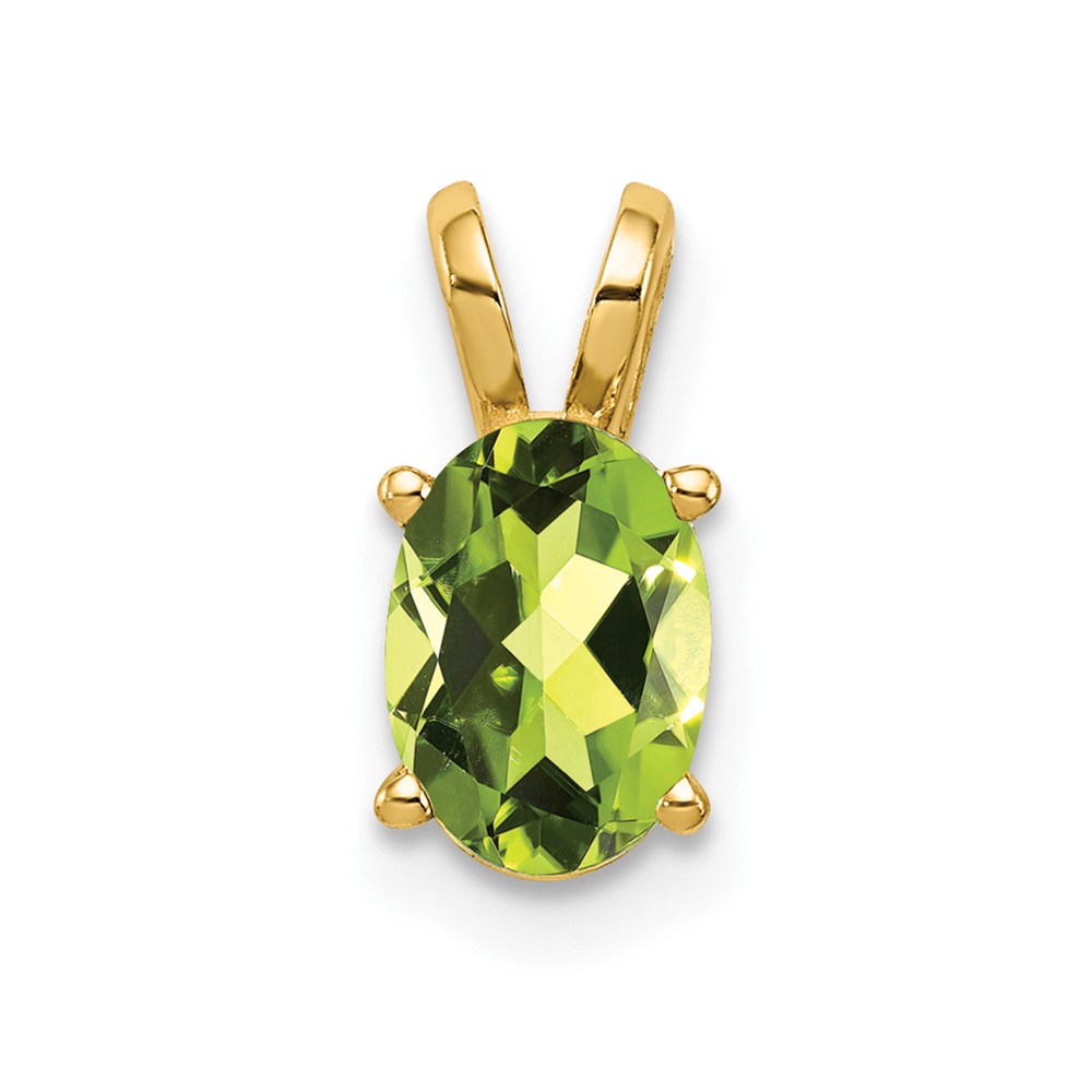 14K Yellow Gold 7x 5mm Oval Peridot Pendant