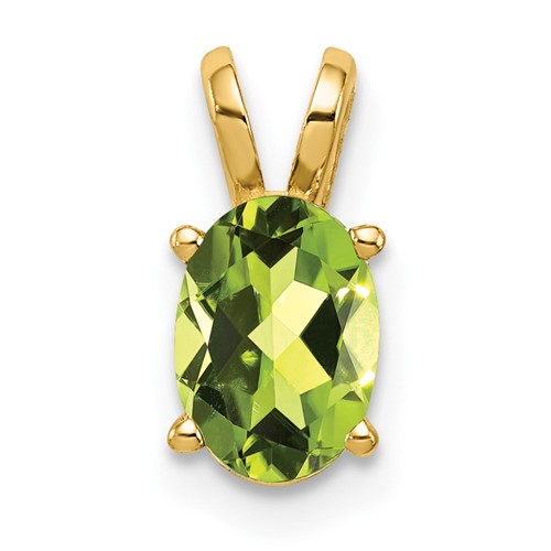14K Yellow Gold 7x 5mm Oval Peridot Pendant