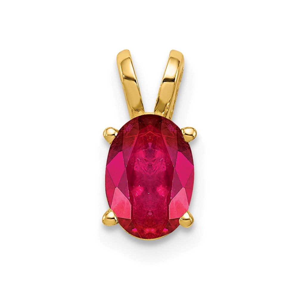 14K Yellow Gold 7x5mm Oval Ruby Pendant
