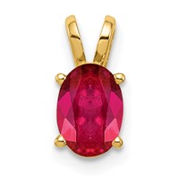 14K Yellow Gold 7x5mm Oval Ruby Pendant view 1
