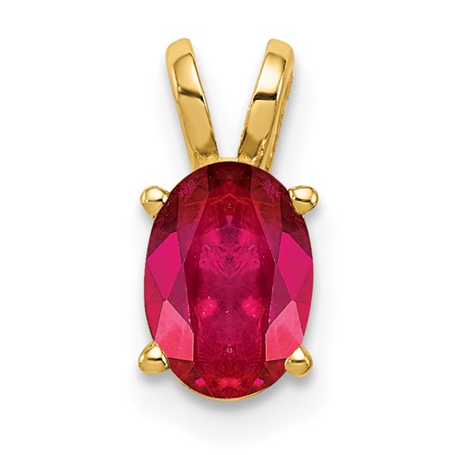 14K Yellow Gold 7x 5mm Oval Ruby Pendant
