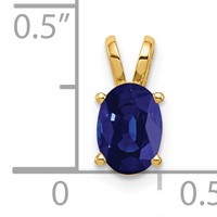 14K Yellow Gold 7x 5mm Oval Sapphire Pendant view 2