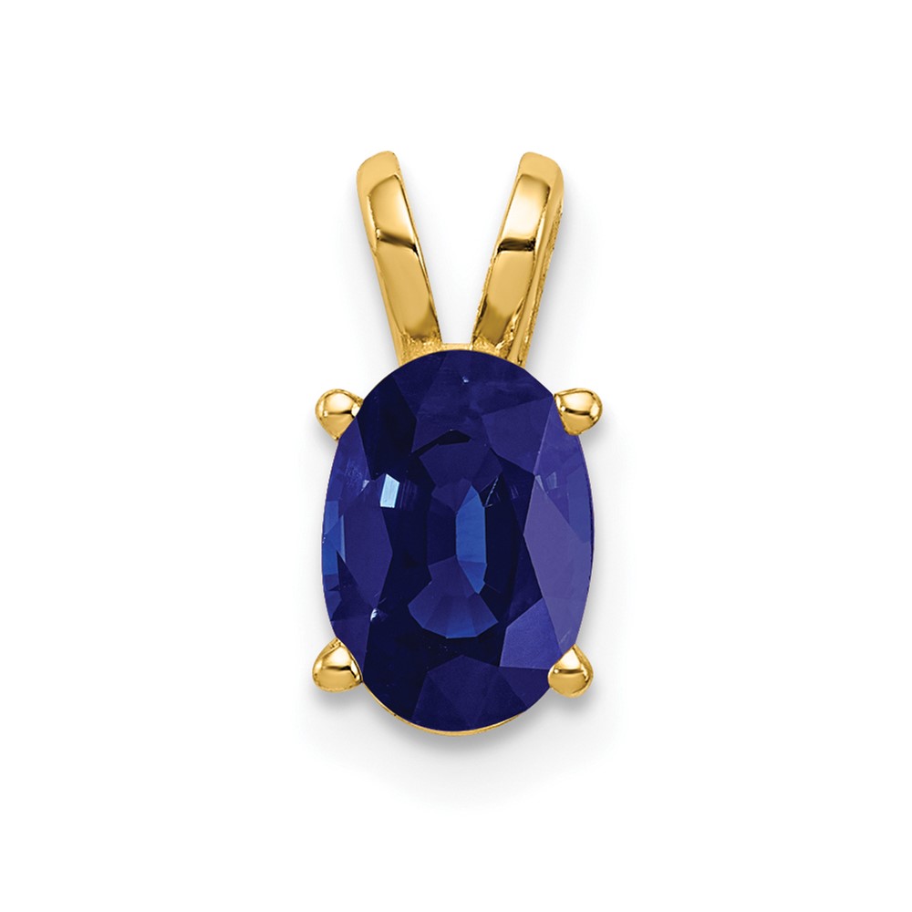 14K Yellow Gold 7x 5mm Oval Sapphire Pendant