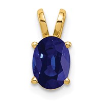 14K Yellow Gold 7x 5mm Oval Sapphire Pendant view 1
