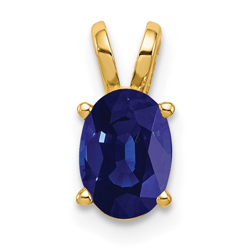 14K Yellow Gold 7x 5mm Oval Sapphire Pendant