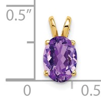 14K Yellow Gold 8x 6mm Oval Amethyst Pendant view 3