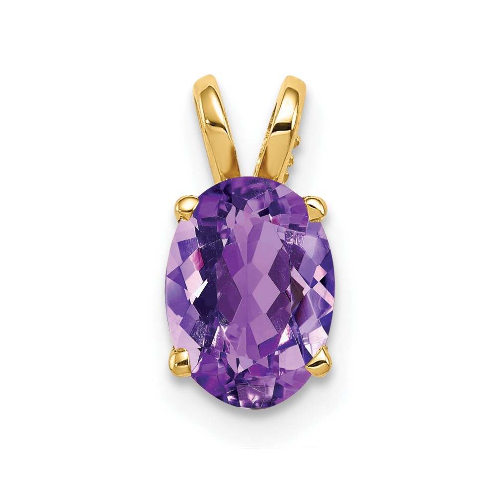 14K Yellow Gold 8x 6mm Oval Amethyst Pendant