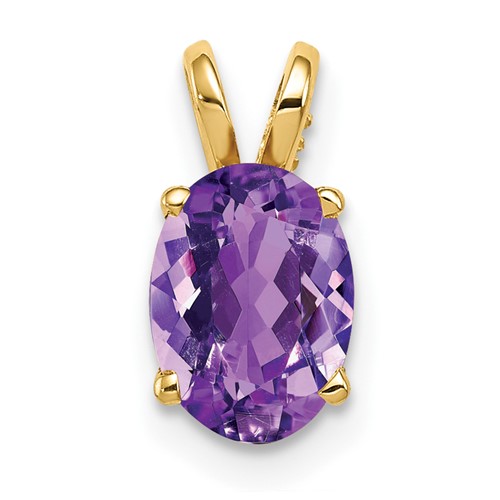 14K Yellow Gold 8x 6mm Oval Amethyst Pendant