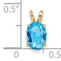 14K Yellow Gold 8x6mm Oval Blue Topaz Pendant view 3