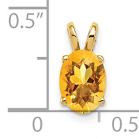 14K Yellow Gold 8x6mm Oval Citrine Pendant view 4