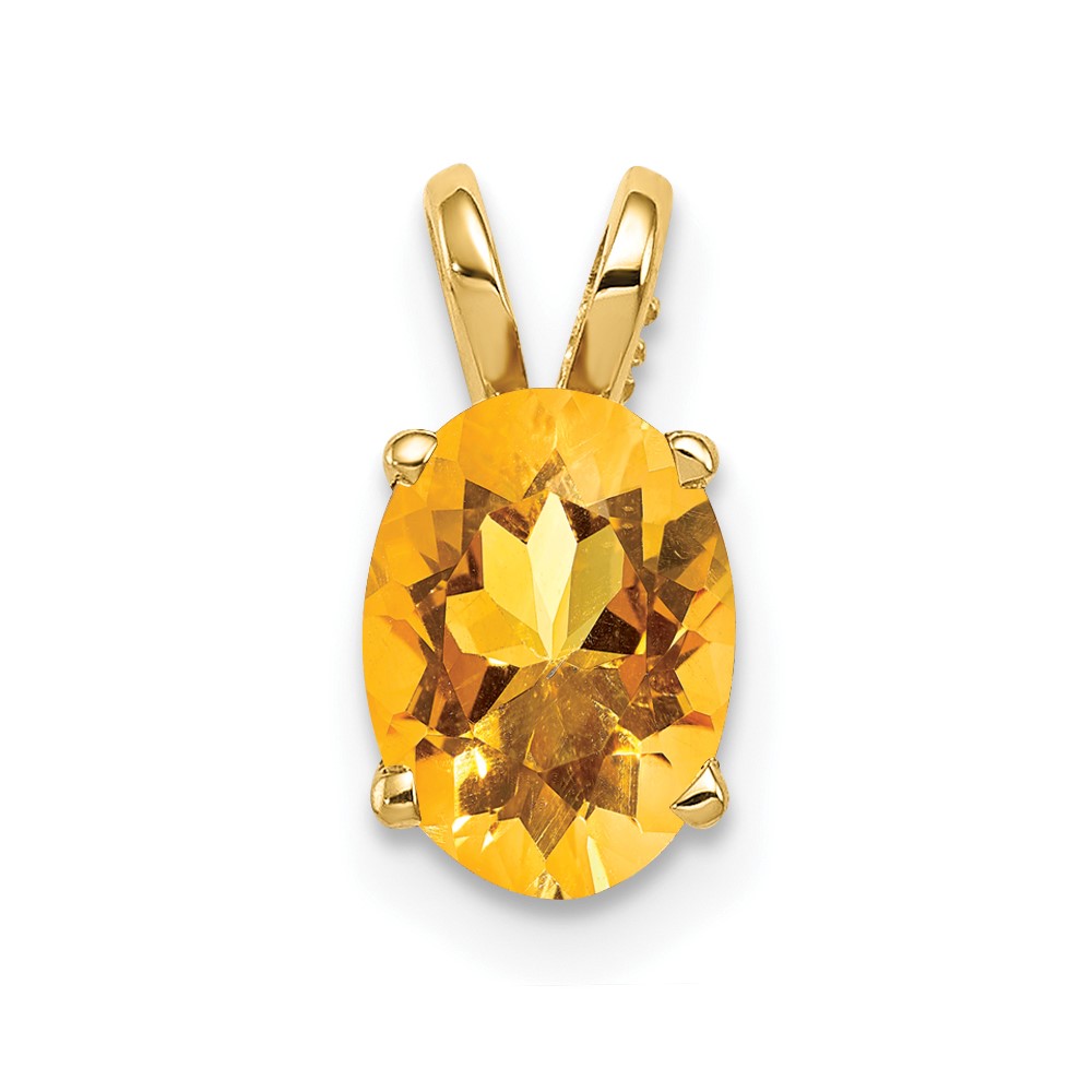 14K Yellow Gold 8x6mm Oval Citrine Pendant