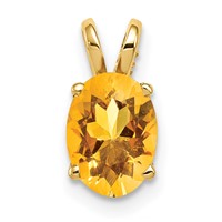 14K Yellow Gold 8x6mm Oval Citrine Pendant view 1