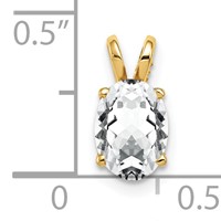14K Yellow Gold 8x 6mm Oval Cubic Zirconia Pendant view 3
