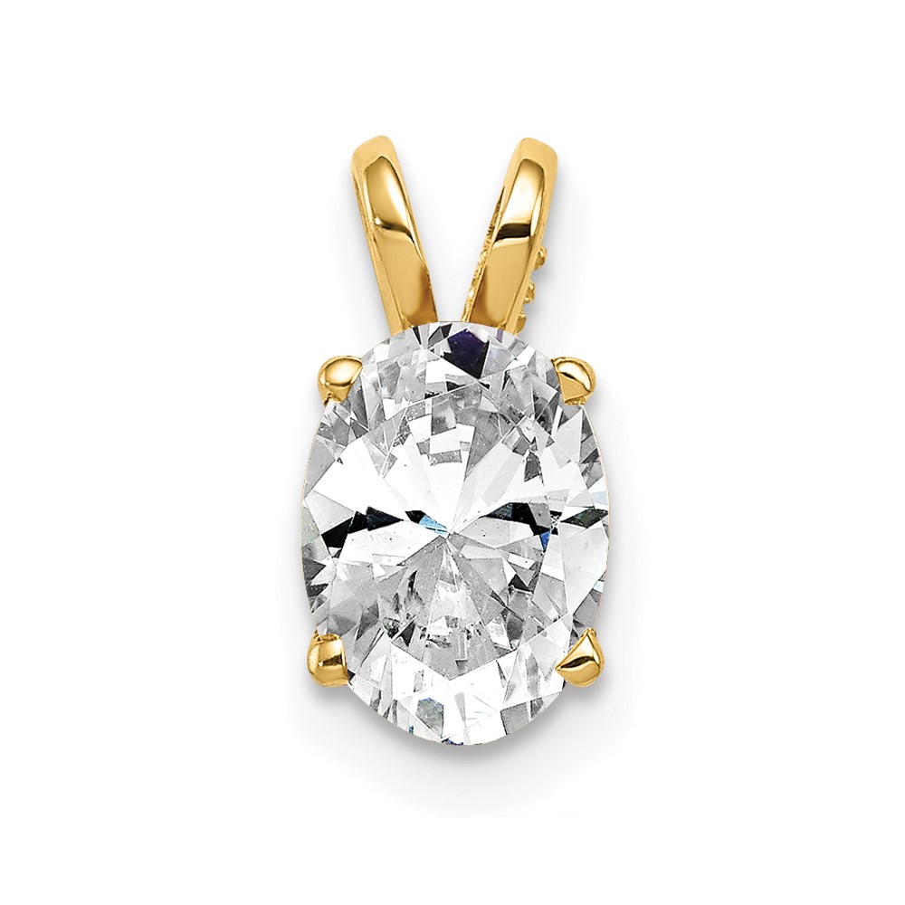 14K Yellow Gold 8x 6mm Oval Cubic Zirconia Pendant