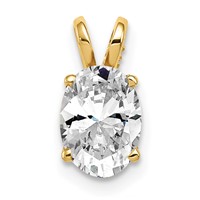 14K Yellow Gold 8x 6mm Oval Cubic Zirconia Pendant view 1