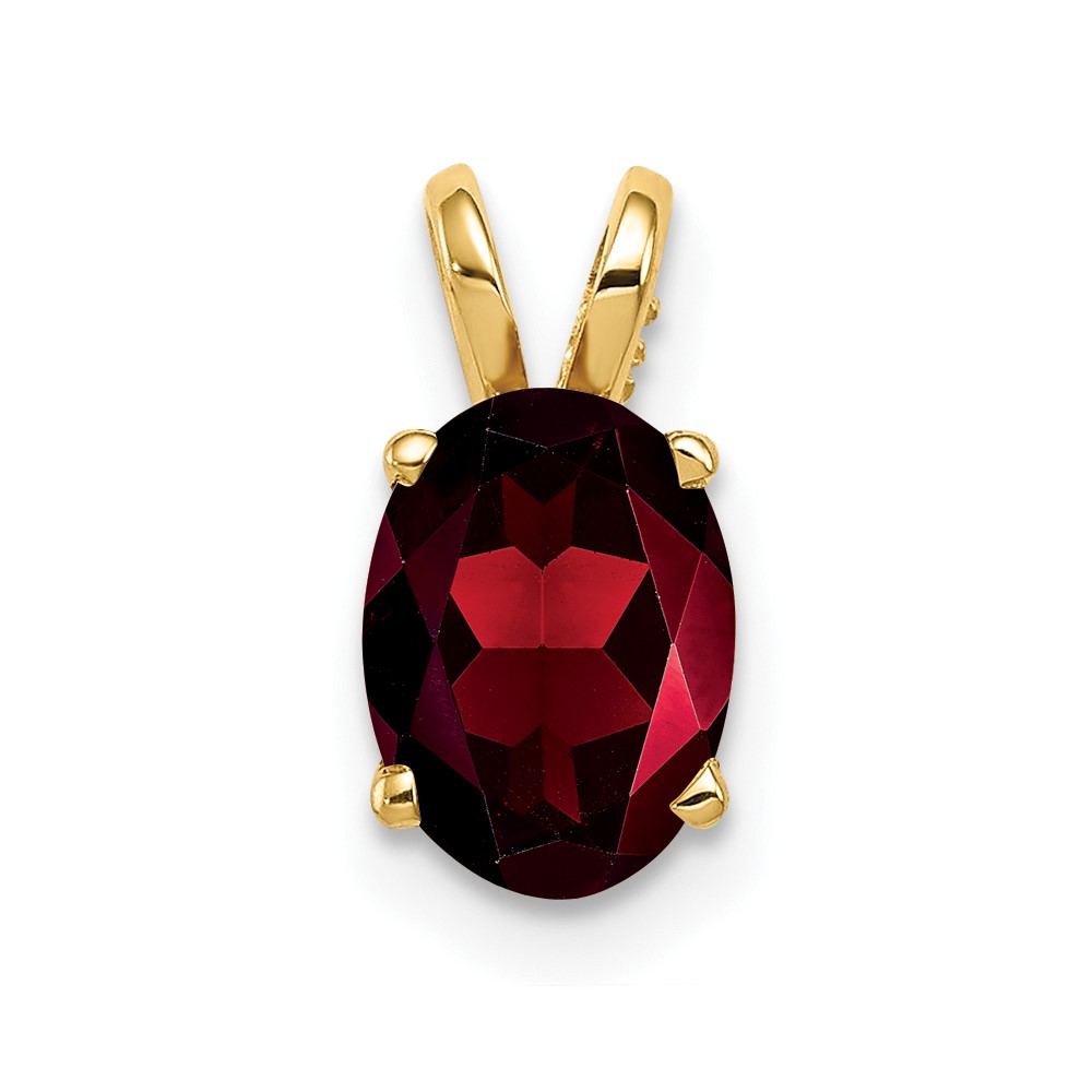 14K Yellow Gold 8x 6mm Oval Garnet Pendant