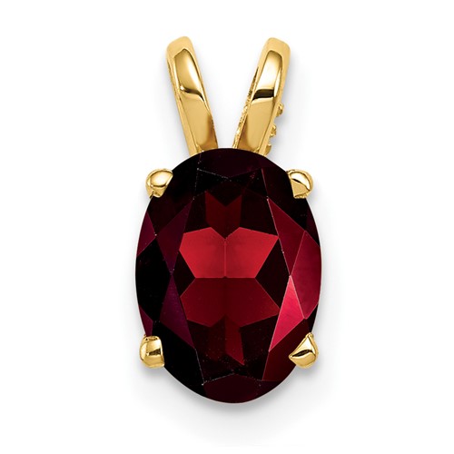 14K Yellow Gold 8x 6mm Oval Garnet Pendant