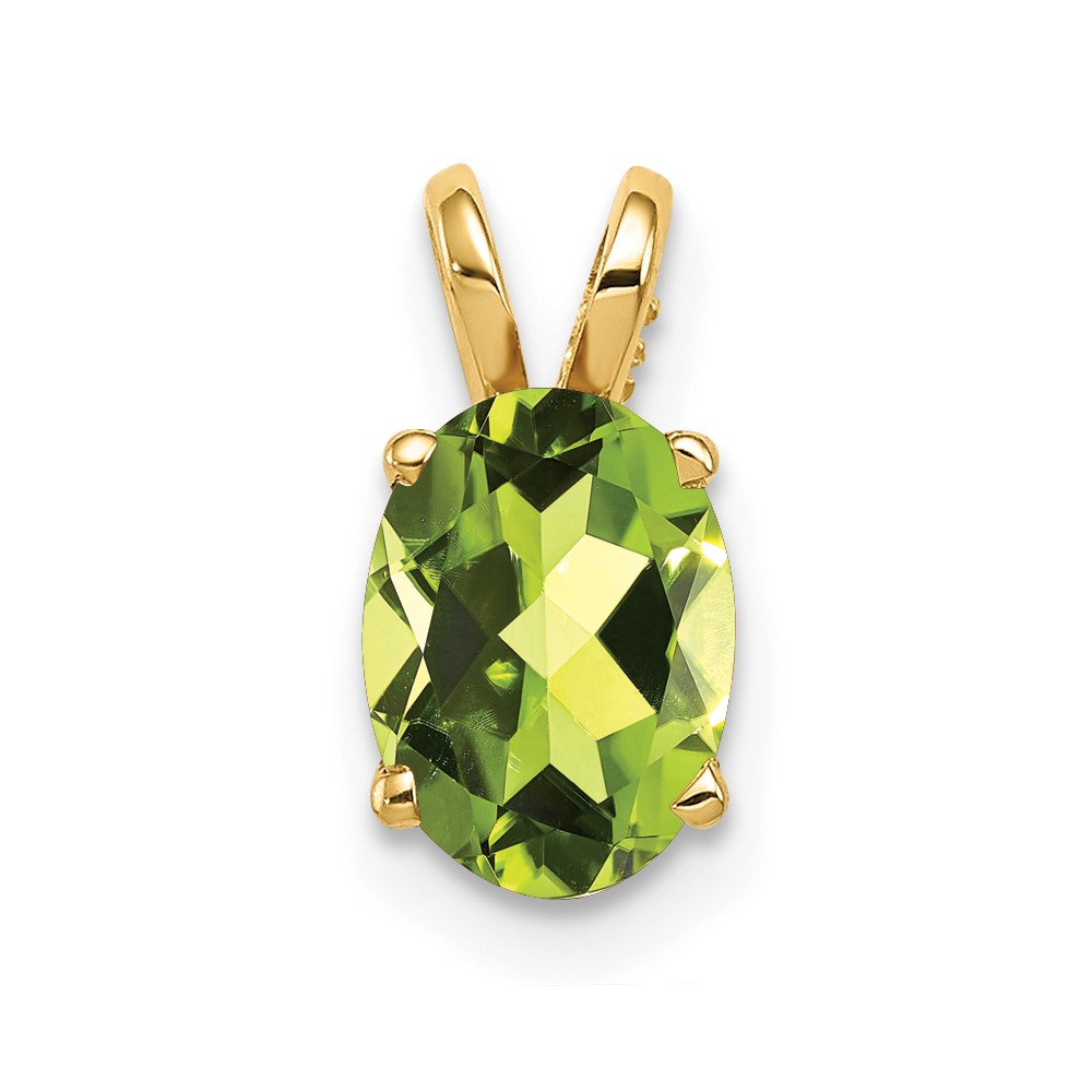14K Yellow Gold 8x6mm Oval Peridot Pendant