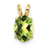 14K Yellow Gold 8x6mm Oval Peridot Pendant view 1