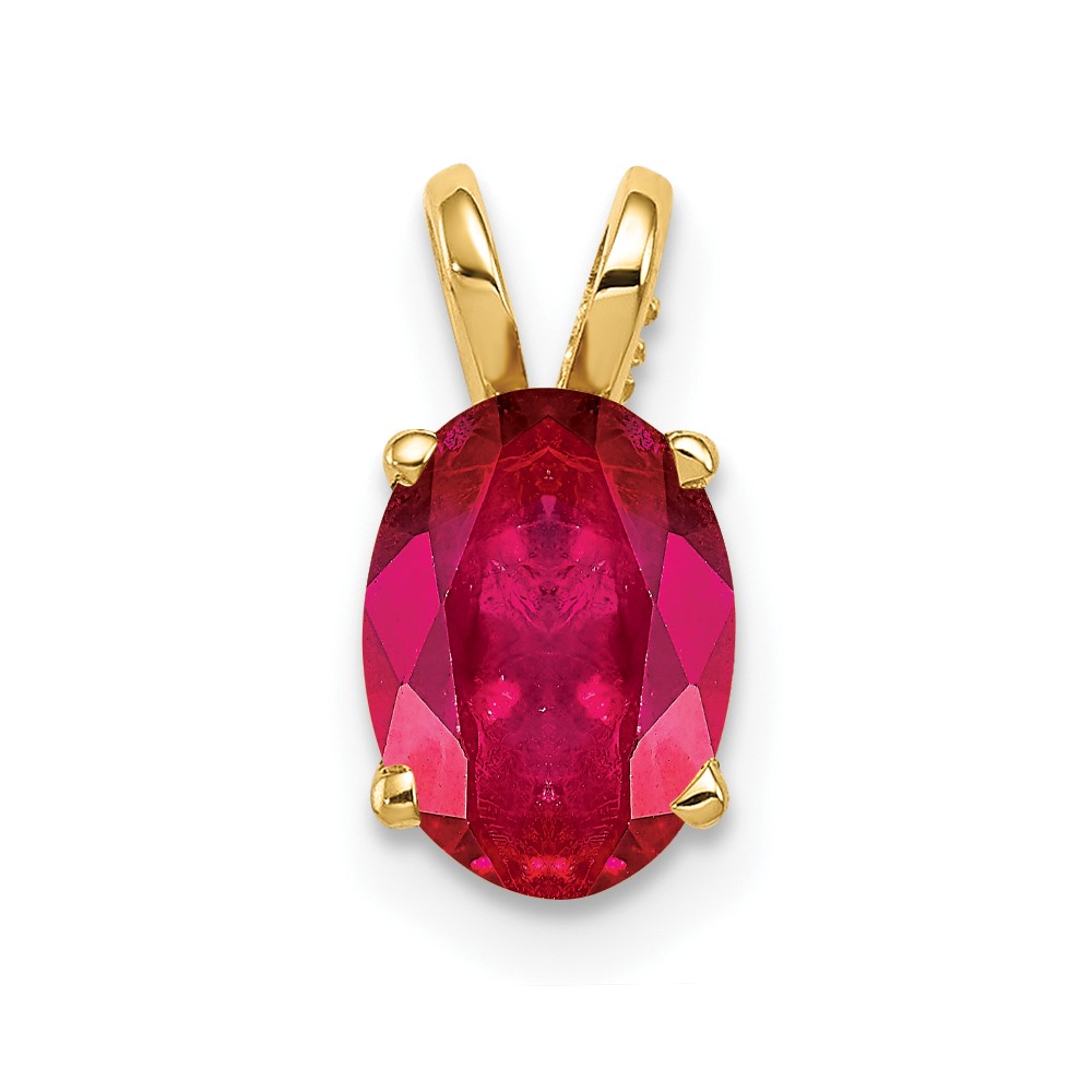 14K Yellow Gold 8x6mm Oval Ruby Pendant