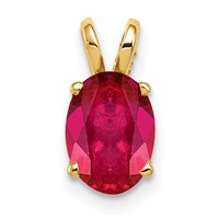 14K Yellow Gold 8x6mm Oval Ruby Pendant view 1