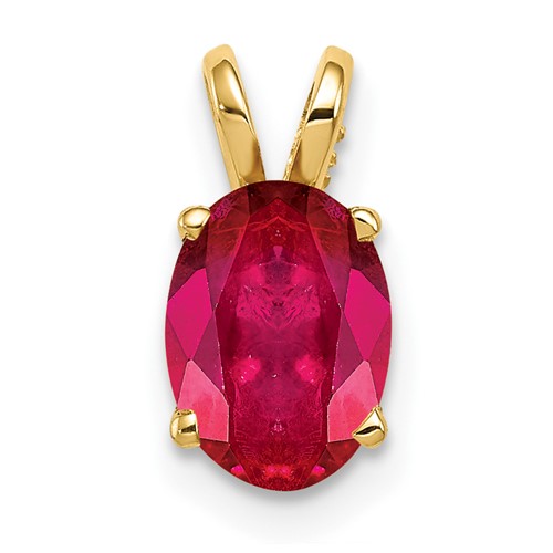 14K Yellow Gold 8x 6mm Oval Ruby Pendant