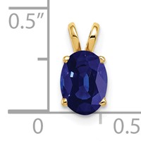 14K Yellow Gold 8x 6mm Oval Sapphire Pendant view 2