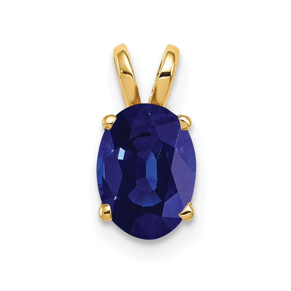 14K Yellow Gold 8x 6mm Oval Sapphire Pendant