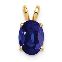 14K Yellow Gold 8x 6mm Oval Sapphire Pendant view 1