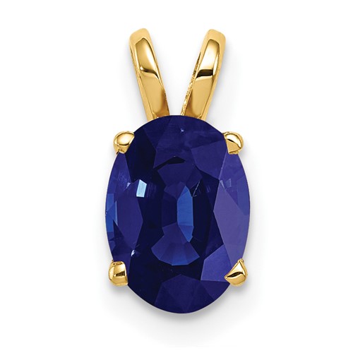 14K Yellow Gold 8x 6mm Oval Sapphire Pendant