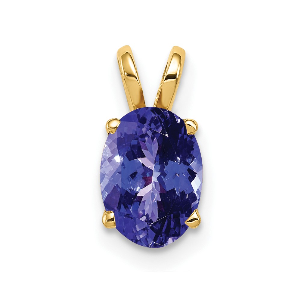 14K Yellow Gold 8x 6mm Oval Tanzanite Pendant