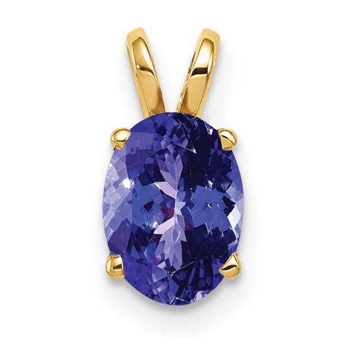 14K Yellow Gold 8x 6mm Oval Tanzanite Pendant
