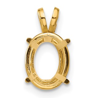 14k 9x7mm Oval Stone Pendant Mounting