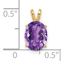 14K Yellow Gold 9x7mm Oval Amethyst Pendant view 3